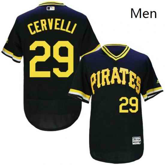Mens Majestic Pittsburgh Pirates 29 Francisco Cervelli Black FlexBase Authentic Collection MLB Jersey